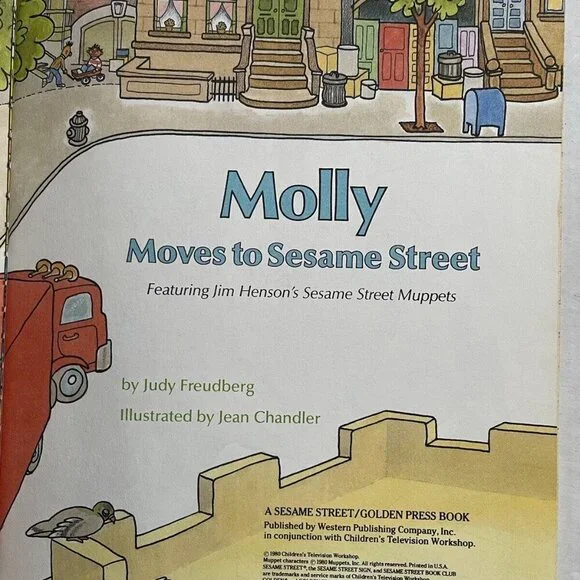 Molly Moves to Sesame Street by Judy Freudberg Hardcover 1980 Book Club - Picture 2 of 4